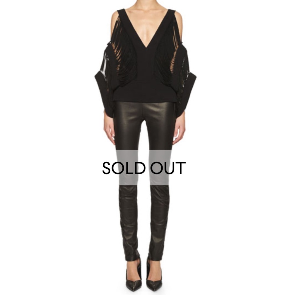 Tom Ford Collection Stretch-leather Pant, Ankle Zip Detail, Size IT42/US 6/S